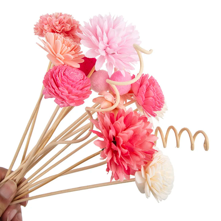 NEW 15PCS Pink Series Flower Rattan Sticks Fireless Fragrances Reed Diffuser Stick Diy Ornaments Home Decor