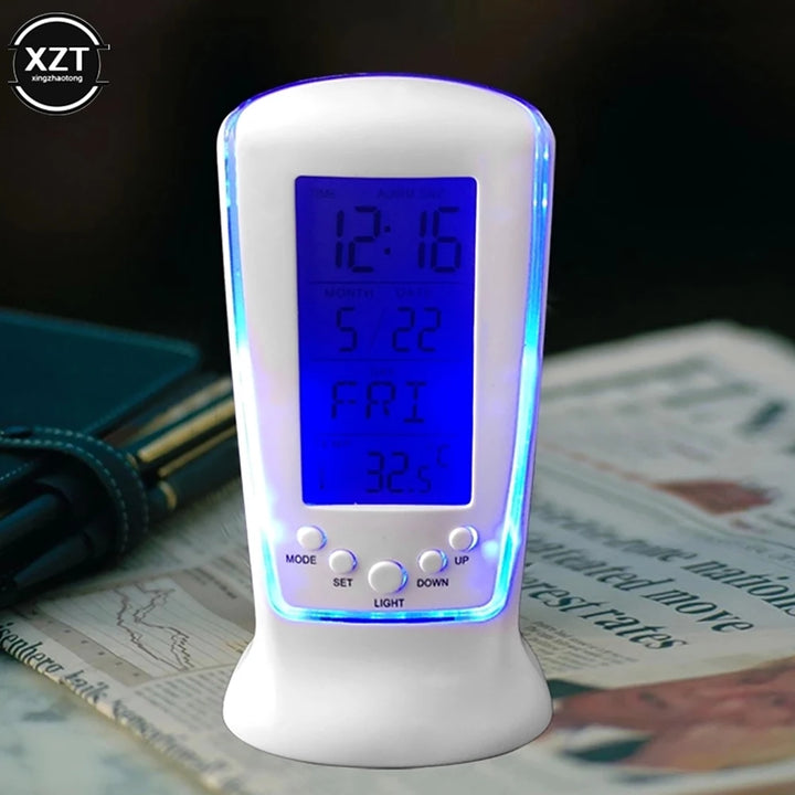 Mini LED Digital Alarm Clock LED Luminous Music Alarm Calendar Temperature Alarm Clock Mute Lazy Snooze Alarm Electronic Clock