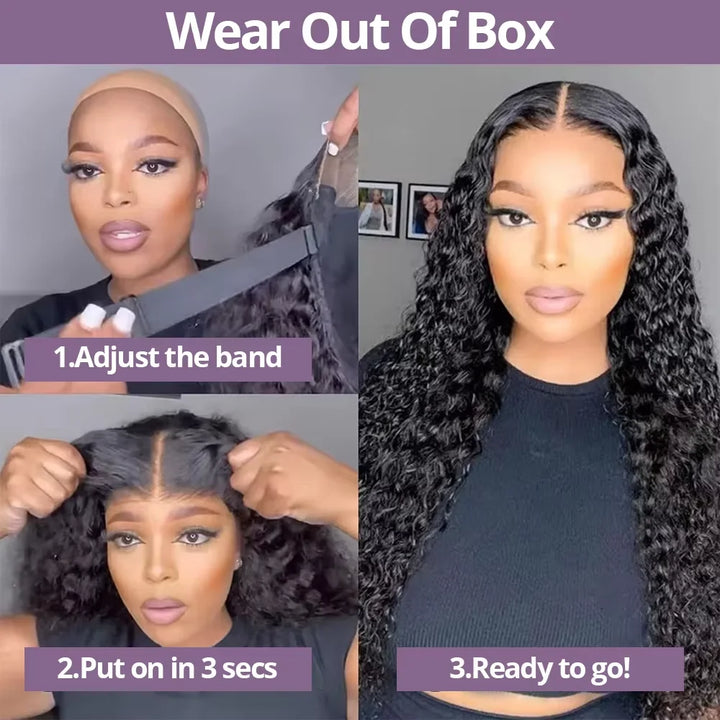 Ready To Wear Curly Wig 13x4 Human Hair Wigs Brazilian Pre Cut No Glue 7x5 Lace Frontal Water Wave Wigs Glueless Wig Preplucked