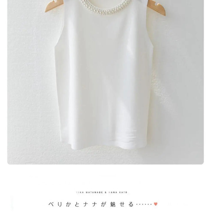 Knitted Vests Women Korean Top Solid Tank Blusas Mujer De Moda Summer New Fashion Female Sleeveless Beading Casunal Thin Tops