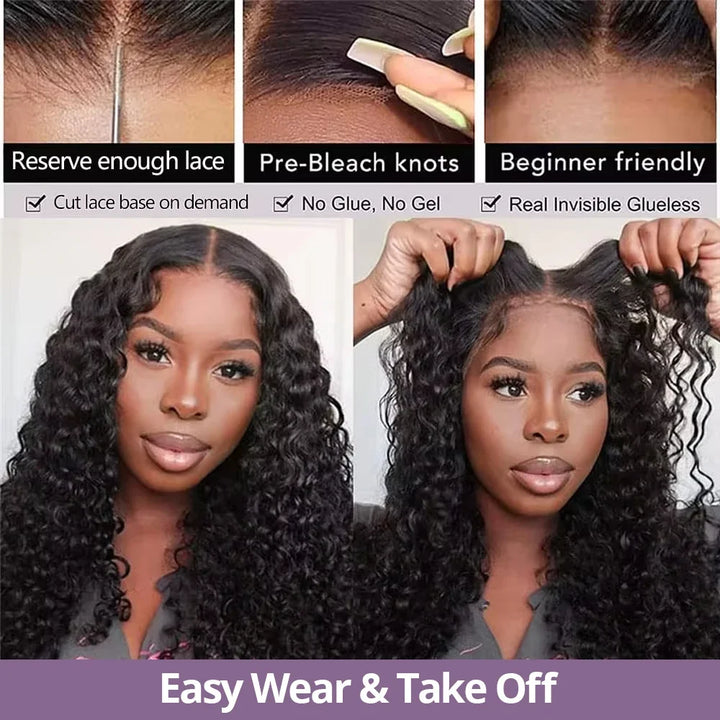 Ready To Wear Curly Wig 13x4 Human Hair Wigs Brazilian Pre Cut No Glue 7x5 Lace Frontal Water Wave Wigs Glueless Wig Preplucked