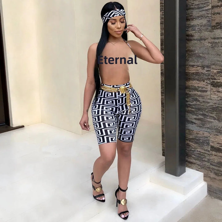 S3330 Sweetpants Three-Piece Set With Headscarf Six Colors Women's Fashion Outfit Short Skirt Set From China Mainland