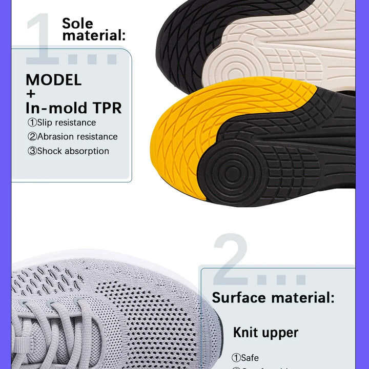 Baasploa New Men Knit Casual Walking Shoes Breathable Trendy Sneakers Original Lightweight Shock Absorption Male Tennis Shoes