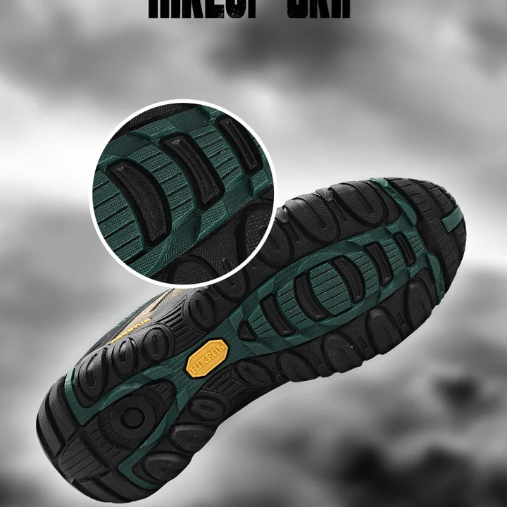 HIKEUP Men's Hiking Shoes Suede Leather Outdoor Shoes Wear-resistant Men Trekking Walking Hunting Tactical Sneakers