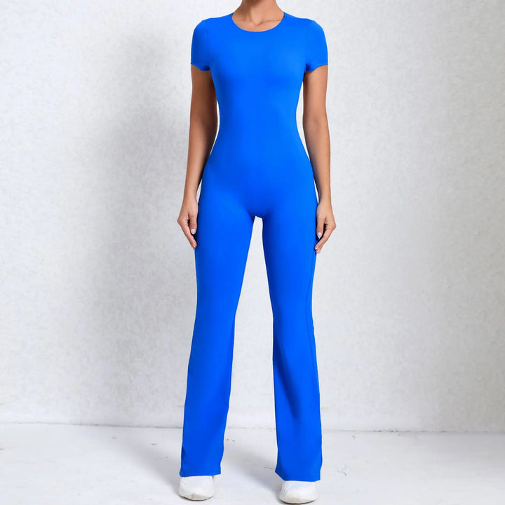 Women Sports Flared Pants Fitness Rompers Stretch Workout Bodysuits Jumpsuit Long Sleeves Gym Set Women's Yoga Suit Sportswear