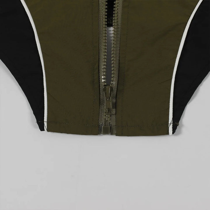 FLARORA Fashion Patchwork 2Pcs Sets Woman Long Sleeve Zipper Irregular Crop Jacket And Skinny Mini Skirts Streetwear Outfits New