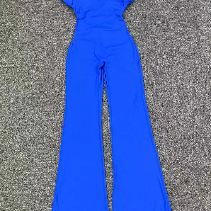 Women Sports Flared Pants Fitness Rompers Stretch Workout Bodysuits Jumpsuit Long Sleeves Gym Set Women's Yoga Suit Sportswear