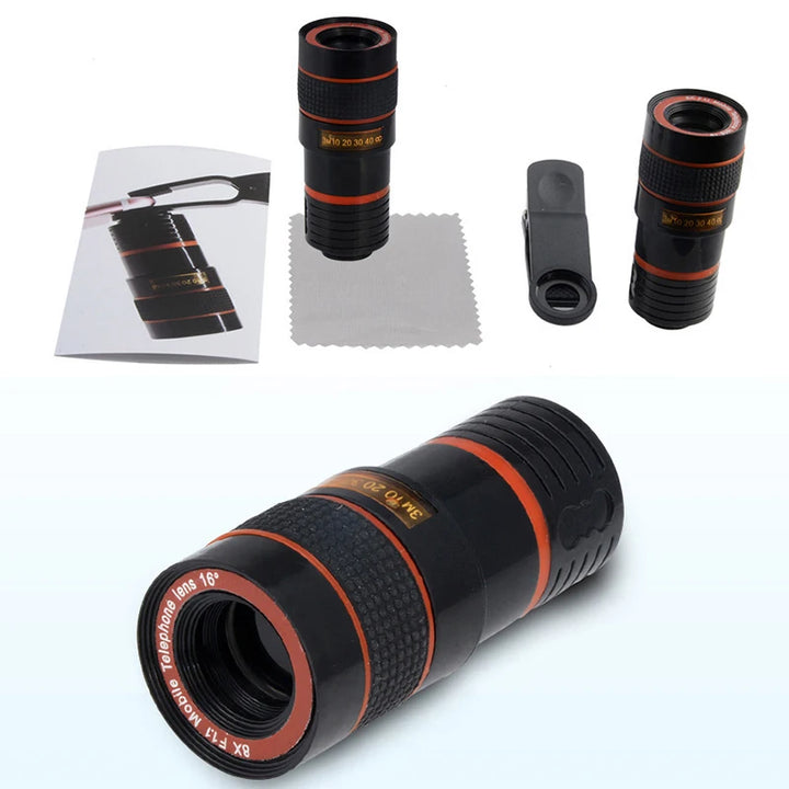 8X Long Focus Mobile Phone Lens 8x HD Zoom Monocular Phone Camera Len External Clip Phone Telescope