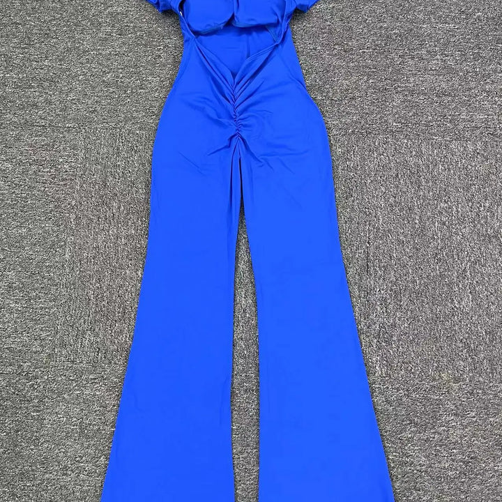 Women Sports Flared Pants Fitness Rompers Stretch Workout Bodysuits Jumpsuit Long Sleeves Gym Set Women's Yoga Suit Sportswear