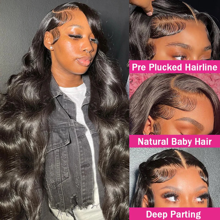 Transparent 13x4 13x6 Body Wave Lace Front Wig Human Hair PrePlucked Brazilian HD 4X4 Lace Human Hair Wigs For Women Bling