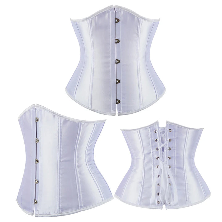 Blue Pink Purple Apricot White Red Brown Black Women Underbust Corset Lace Up Boned Waist Trainer Bustier Bauques Corselet