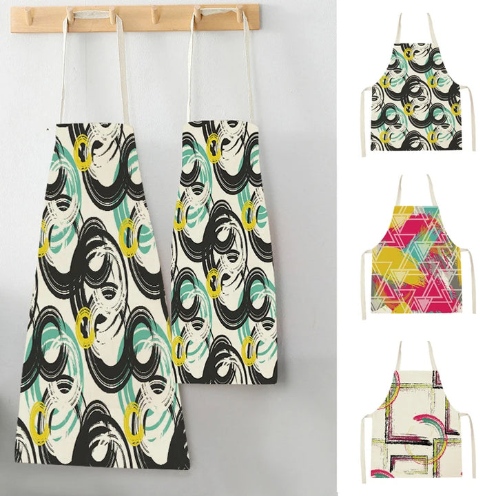 Abstract Geometry Painting Apron for Kitchen Women Home Cooking Aprons Cooking Baking Bibs Cleaning Supplies Kitchen Accesories