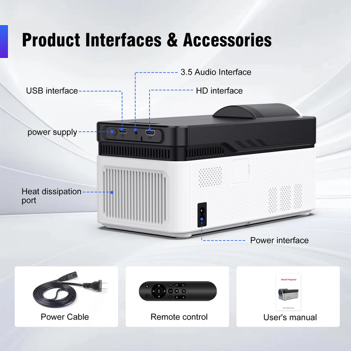 Magcubic Ultra Short Throw HY450 Projector With Auto Offset 1080P 8K Electronic Focus 900 ANSI WiFi6 BT5.4 Allwinner H716 Voice
