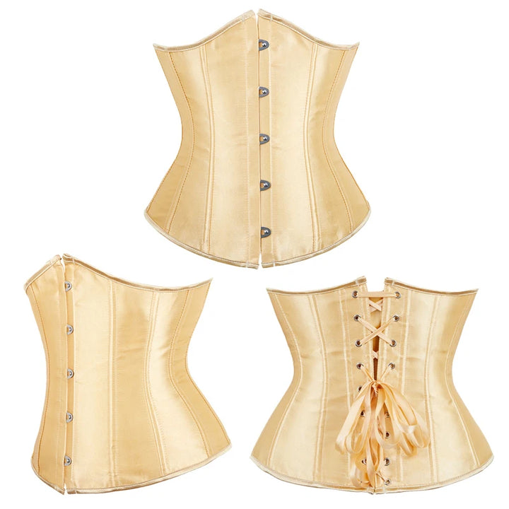 Blue Pink Purple Apricot White Red Brown Black Women Underbust Corset Lace Up Boned Waist Trainer Bustier Bauques Corselet