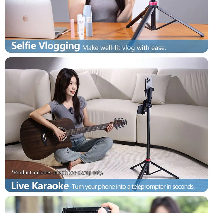 Ulanzi MT-78 Quick-Release Tripod with Cold Shoe Mount 1.85M Height with Flexible Ball Head for Selfie Vlogging Live Photograph