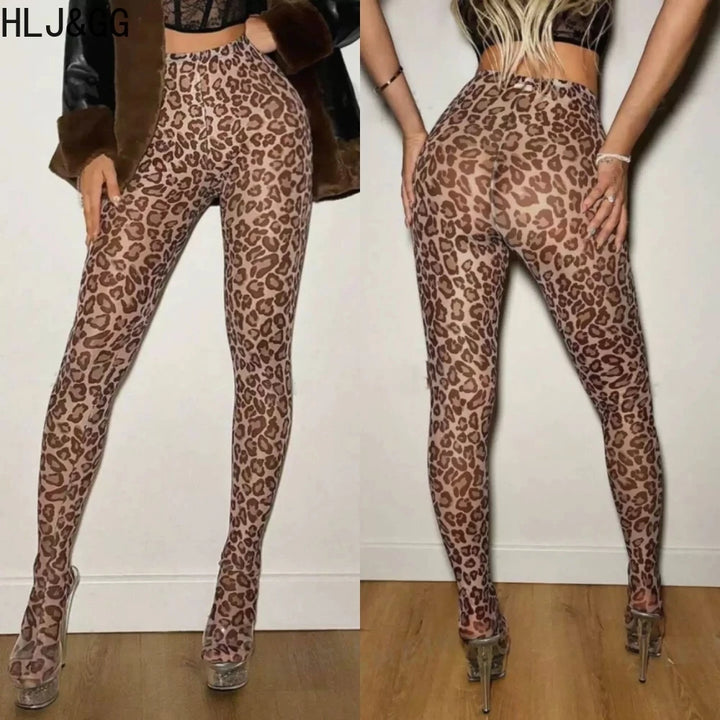HLJ&GG Fashion Y2K Letter Printing Crop Top Two Piece Sets Women Round Neck Short Sleeve Tshirts And Leopard Pants Outfits 2025