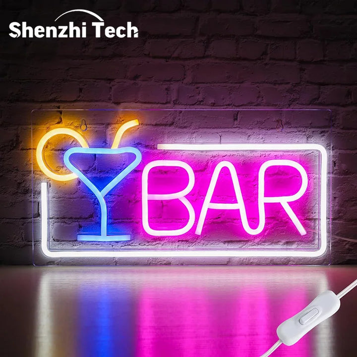 Bar Letter Neon Sign LED Light, Wall Lamp for Bar Party Night Club Man Cave Restaurant Festival Celebration Decoration Party