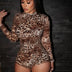 Weird Puss Leopard Print Romper Women 2024 Autumn Trend Hipster Long Sleeve O-Neck Skinny Stretch Streetwear Sexy Playsuits