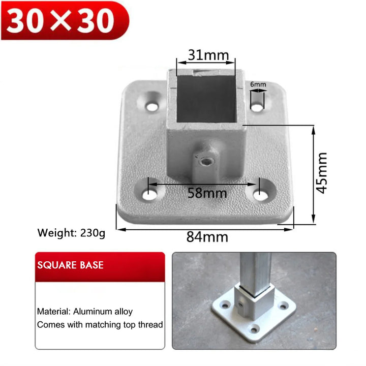 New Aluminum Alloy Square Tube Fixed Pipe Clamp Connector Accessories Aluminum Alloy Elbow Three-way Square