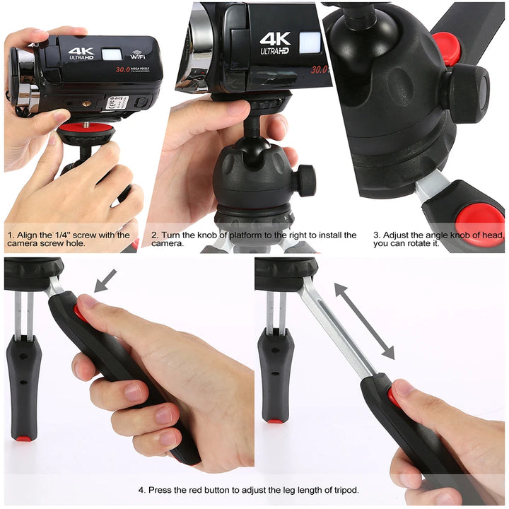 Andoer H20 Mini Tabletop Tripod Portable Foldable Phone Camera Tripod Stand with Removable Ball Head with 1/4 Inch Screw