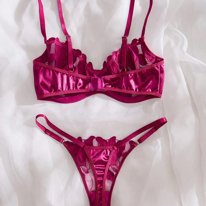 New Transparent Lace Bra Women Sheer Temptation Exotic Sexy Lingerie Set Ladies Embroidery Floral Bras Underwear Sets 2024