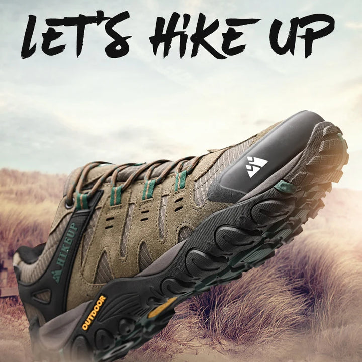 HIKEUP Men's Hiking Shoes Suede Leather Outdoor Shoes Wear-resistant Men Trekking Walking Hunting Tactical Sneakers