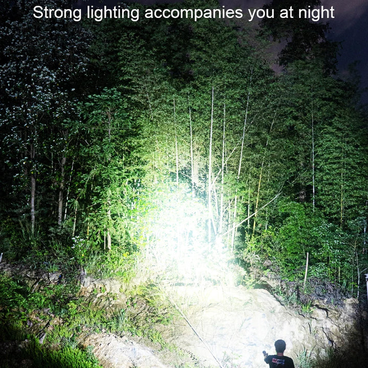 Diving flashlight charging strong light XHP70 focus long flashlight plastic waterproof submersible lighting at night submersible