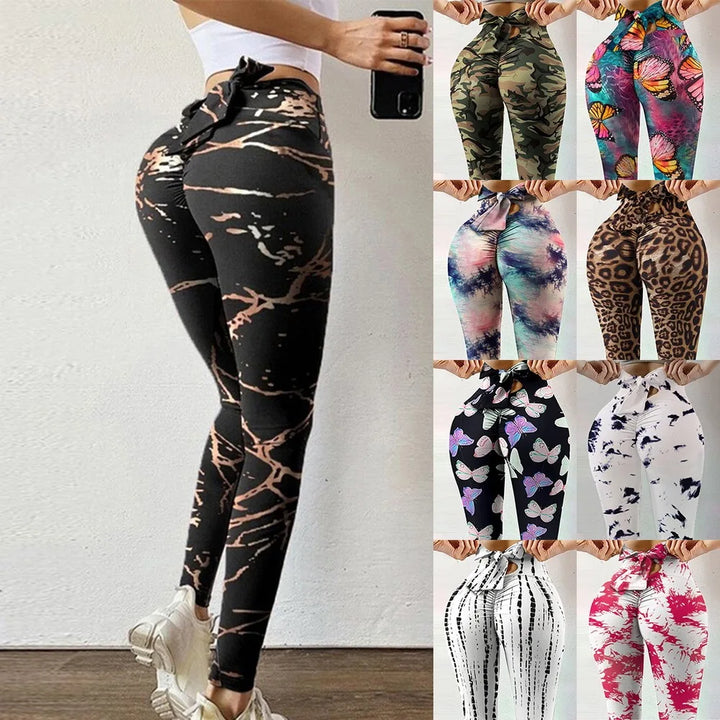Peach Hip Lifting Sports Fitness Bow Yoga Leggings Internet Celebrity European and American Fashion Women Casual Leggings