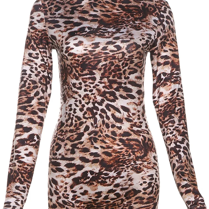Weird Puss Leopard Print Romper Women 2024 Autumn Trend Hipster Long Sleeve O-Neck Skinny Stretch Streetwear Sexy Playsuits