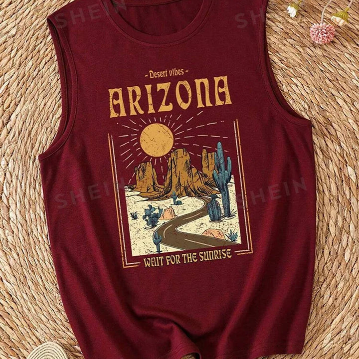 Rock Hip Hop Print Women's Tank Top Summer Street Fashion Women's Crew Neck Tank Top Everyday Casual Women's Sleeveless T-shirt