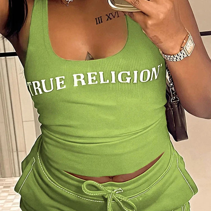 Crop Tops Summer Ribbed 2 Piece Pant Set Outfits Women Y2K Streetwear Sexy Club Graphic Crop Shirts Two Piece Set Shorts Pant