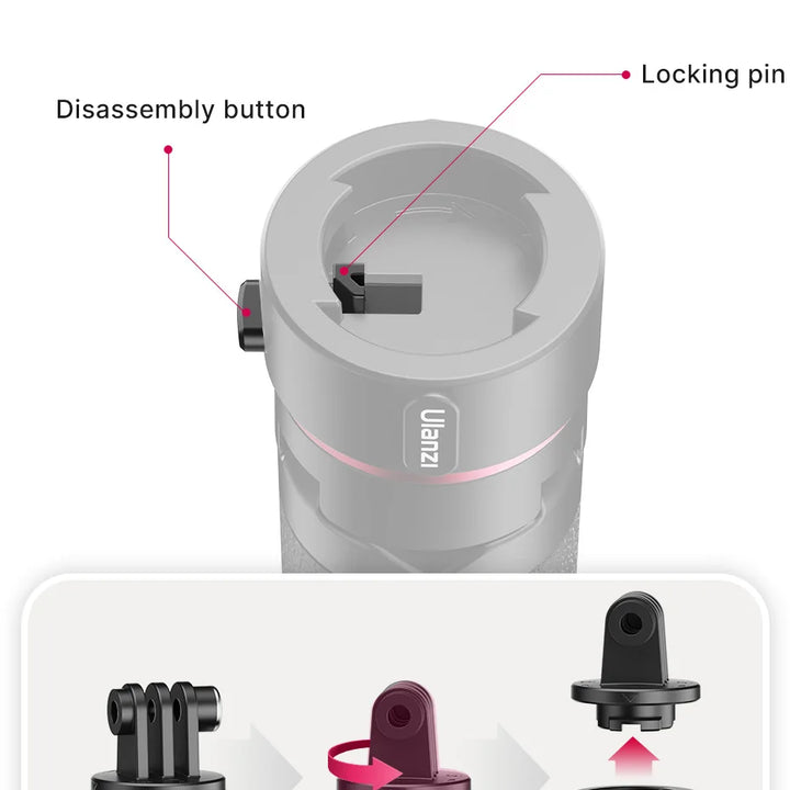 Ulanzi Extended Action Camera Tripod Quick Instal Switch Tripod for Gopro 12 11 10 9 8 Max Extend Gopro Vlog Tripod Accessories