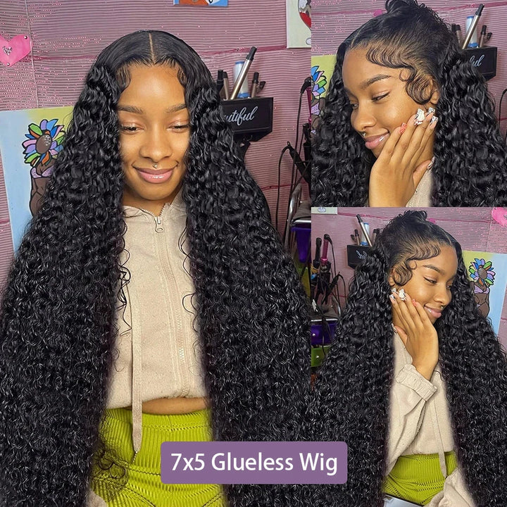 Ready To Wear Curly Wig 13x4 Human Hair Wigs Brazilian Pre Cut No Glue 7x5 Lace Frontal Water Wave Wigs Glueless Wig Preplucked