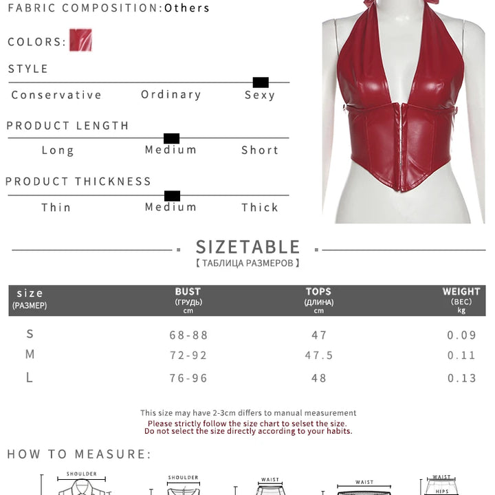 Weird Puss Leather Y2K Summer Tank Tops Woman Halter Sexy V-Neck Hottie Straps Solid Trend Chic Fashion Party Skinny Streetwear