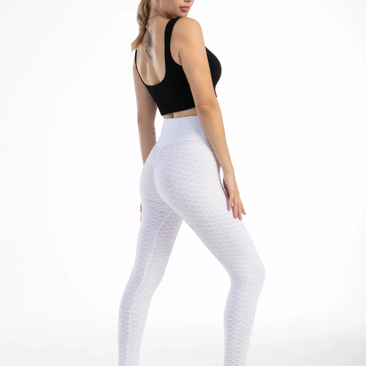 Women High Waist Bubble Leggings Seamless Yoga Leggings High Elastic Hip Liftting Gym Trainning Running Slim Fashion Pants