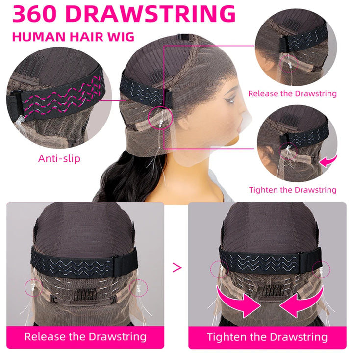 Body Wave 360 Lace Frontal Wig Transparent Lace Front Human Hair Wigs for Women Brazilian Water Wave 360 Full Lace Wig on Sale