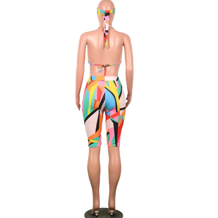 S3330 Sweetpants Three-Piece Set With Headscarf Six Colors Women's Fashion Outfit Short Skirt Set From China Mainland