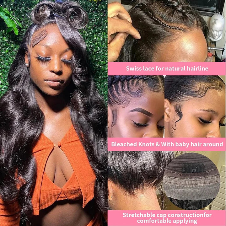 Body Wave 360 Lace Frontal Wig Transparent Lace Front Human Hair Wigs for Women Brazilian Water Wave 360 Full Lace Wig on Sale