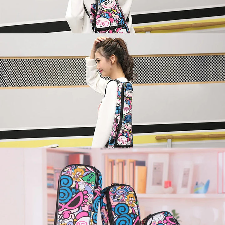 Violin Bag Portable Cartoon Pattern Oxford Cloth Ukulele Storage Bag String Instrument Parts Accessories Violin Case Suitcase