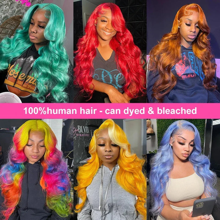 30 Inch 13x6 Lace Front Human Hair Wigs For Women 13x4 613  Honey Blonde Colored Wigs HD Transparent Body Wave Wigs
