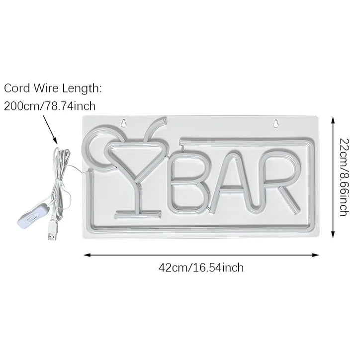 Bar Letter Neon Sign LED Light, Wall Lamp for Bar Party Night Club Man Cave Restaurant Festival Celebration Decoration Party