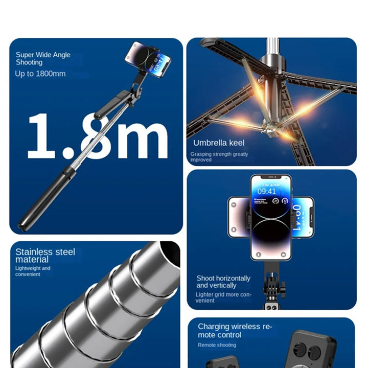 COOL DIER New Tripod for Smartphone Camera,Tripods Stand with Bluetooth shutter,Wireless Selfie Stick brackets with Phone Holder