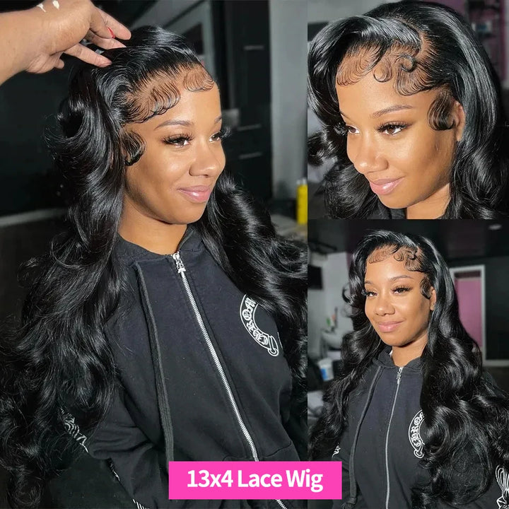 Transparent 13x4 13x6 Body Wave Lace Front Wig Human Hair PrePlucked Brazilian HD 4X4 Lace Human Hair Wigs For Women Bling