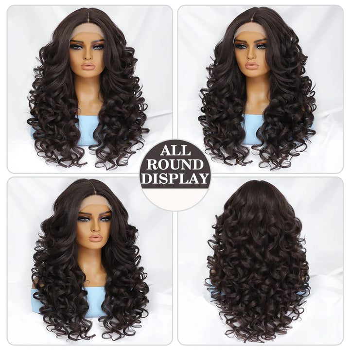 Synthetic Black Brown Curly Wig Lace Front Wigs For Women Blonde Orange Female Lace Wig Daily Use 13X4X1 Cosplay Hair