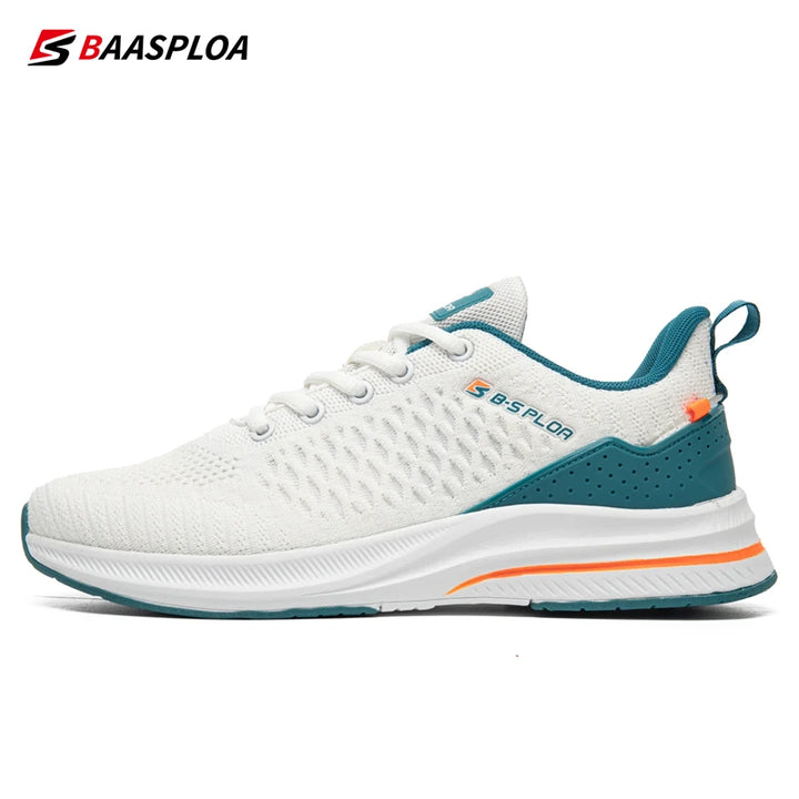 Baasploa New Men Knit Casual Walking Shoes Breathable Trendy Sneakers Original Lightweight Shock Absorption Male Tennis Shoes