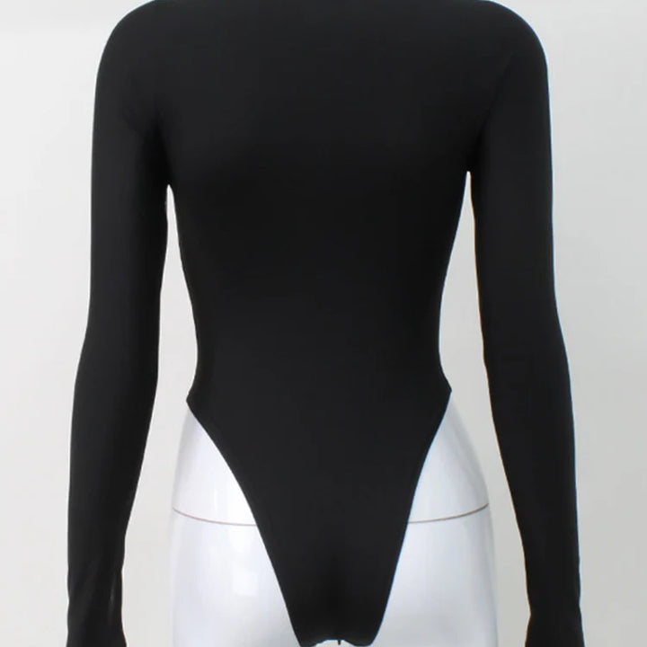 Huhugirl Mesh See Through Skinny Sexy Bodysuits Women Fashion Patchwork Long Sleeve Sheath Rompers Female Jumpsuits Tops Tees