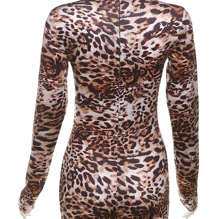 Weird Puss Leopard Print Romper Women 2024 Autumn Trend Hipster Long Sleeve O-Neck Skinny Stretch Streetwear Sexy Playsuits