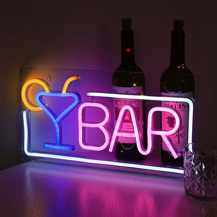 Bar Letter Neon Sign LED Light, Wall Lamp for Bar Party Night Club Man Cave Restaurant Festival Celebration Decoration Party