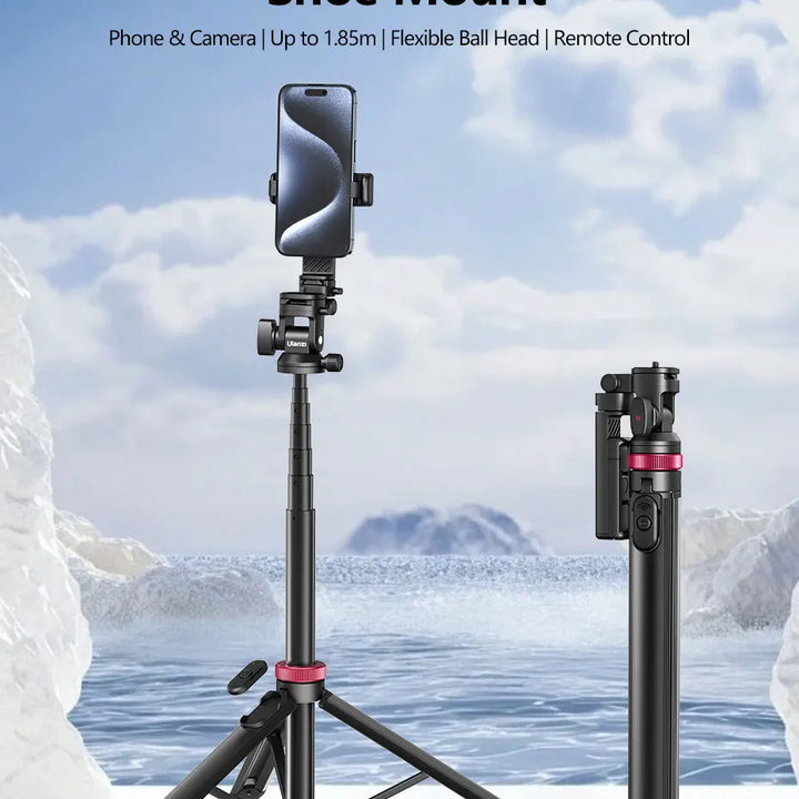 Ulanzi MT-78 Quick-Release Tripod with Cold Shoe Mount 1.85M Height with Flexible Ball Head for Selfie Vlogging Live Photograph