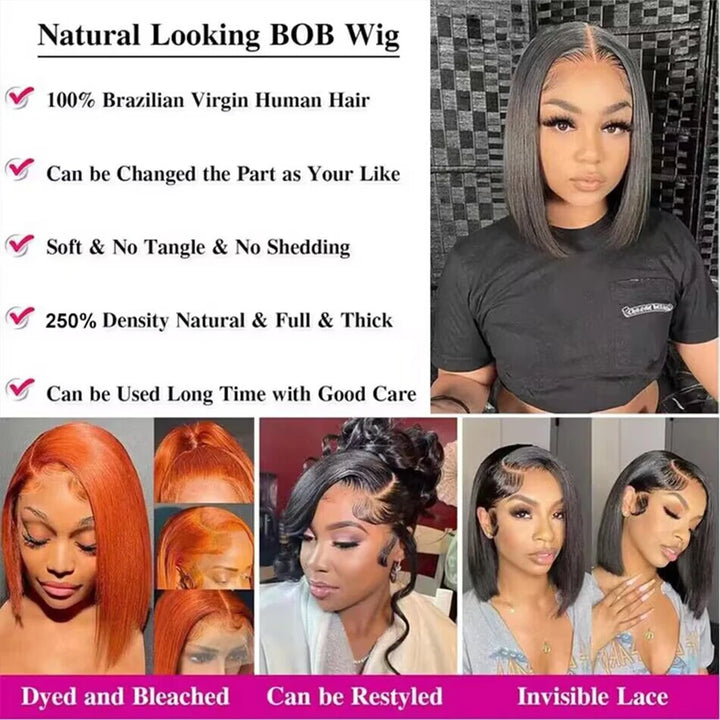 Bob Wig Human Hair Lace Front Wigs Human Hair 100% Human Hair Wigs Hd Transparent 13X6 Straight Lace Frontal Bob Wigs Cheap wigs